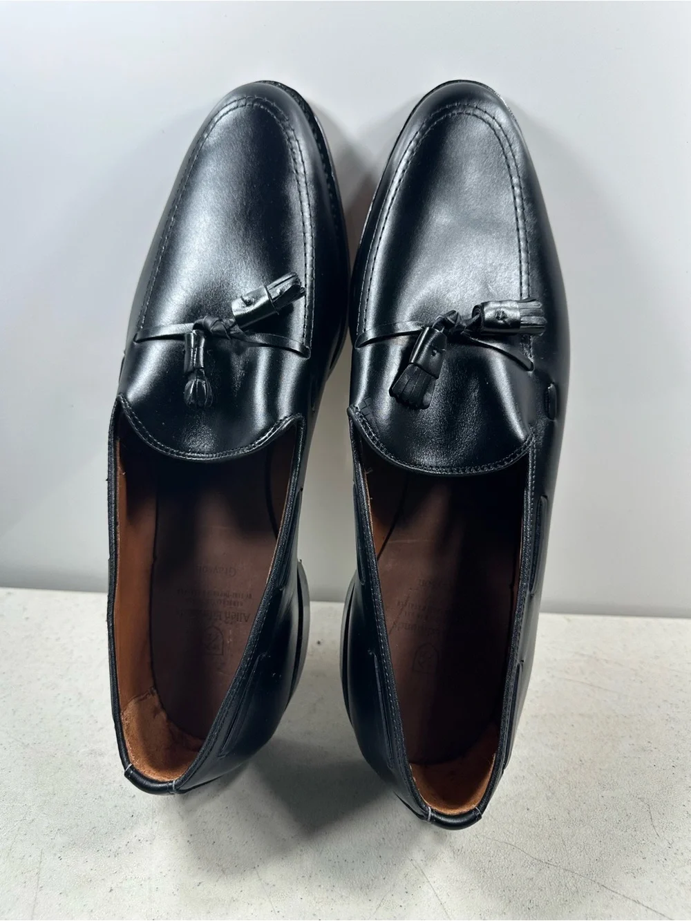 NEW Allen Edmonds GRAYSON Mens Leather Tassel Loafers 14E Black USA